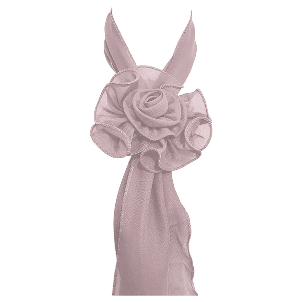 Women Scarf Soft Multi-function Comfortable Lightweight Sweet Keep Warm Thin Rose Shape Anti-UV Neckerchief for Dating Image 2