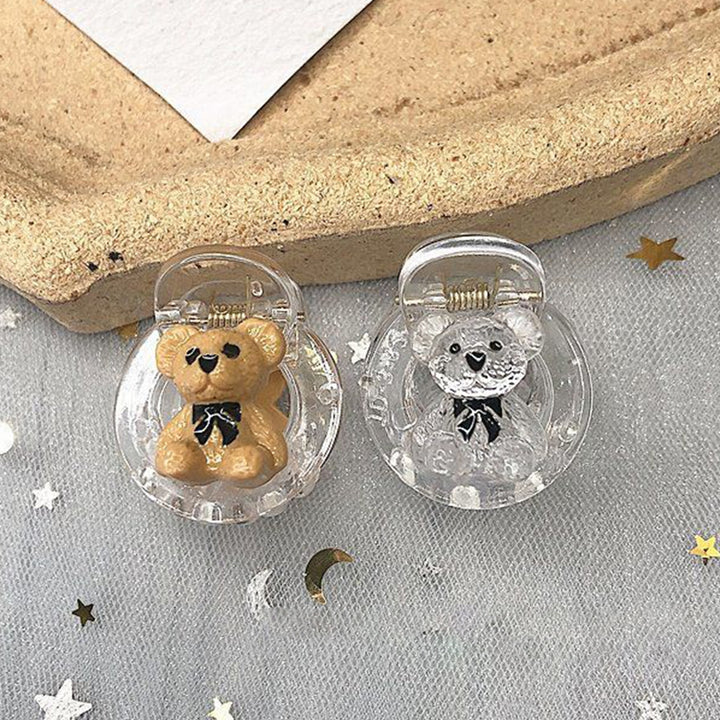 Women Hairpin Transparent Small Exquisite Non-slip Portable Fix Hair Cartoon Bear Decor with Tooth Hair Claw Hair Image 4