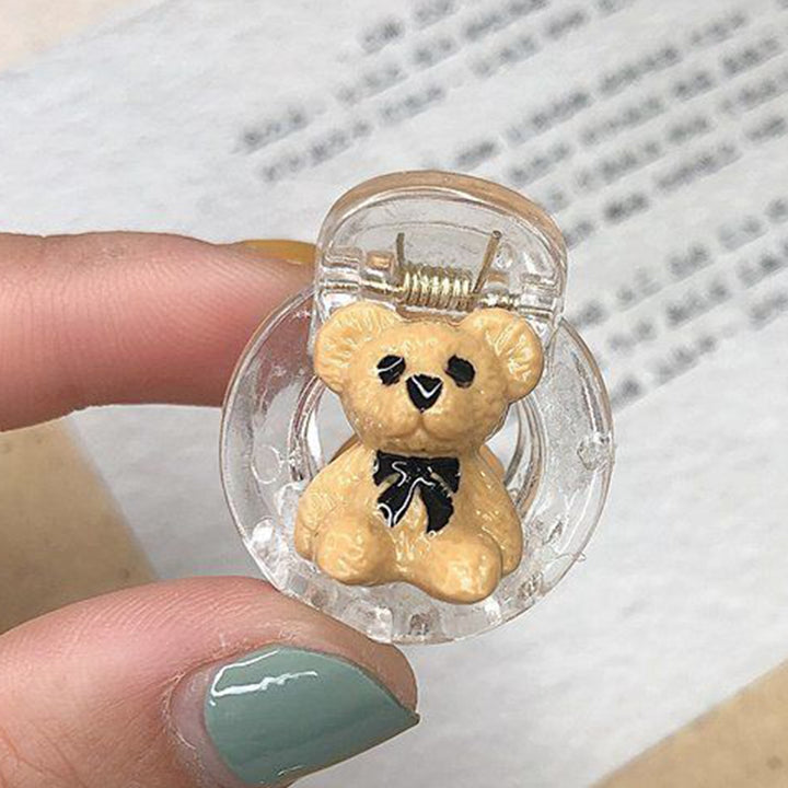 Women Hairpin Transparent Small Exquisite Non-slip Portable Fix Hair Cartoon Bear Decor with Tooth Hair Claw Hair Image 9