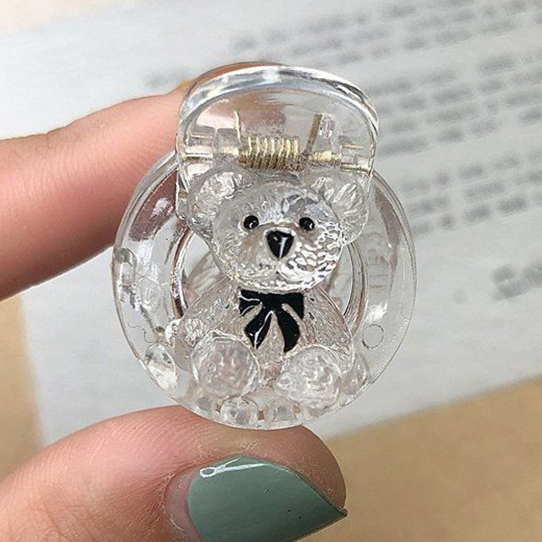 Women Hairpin Transparent Small Exquisite Non-slip Portable Fix Hair Cartoon Bear Decor with Tooth Hair Claw Hair Image 11