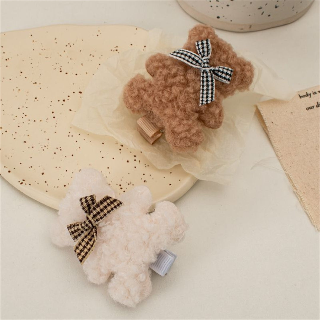 Hair Pin Cute Sweet Adorable Soft Elegant Hair Accessories Gifts Bowknot Plush Bear Duck Billed Hair Clip for Dating Image 12