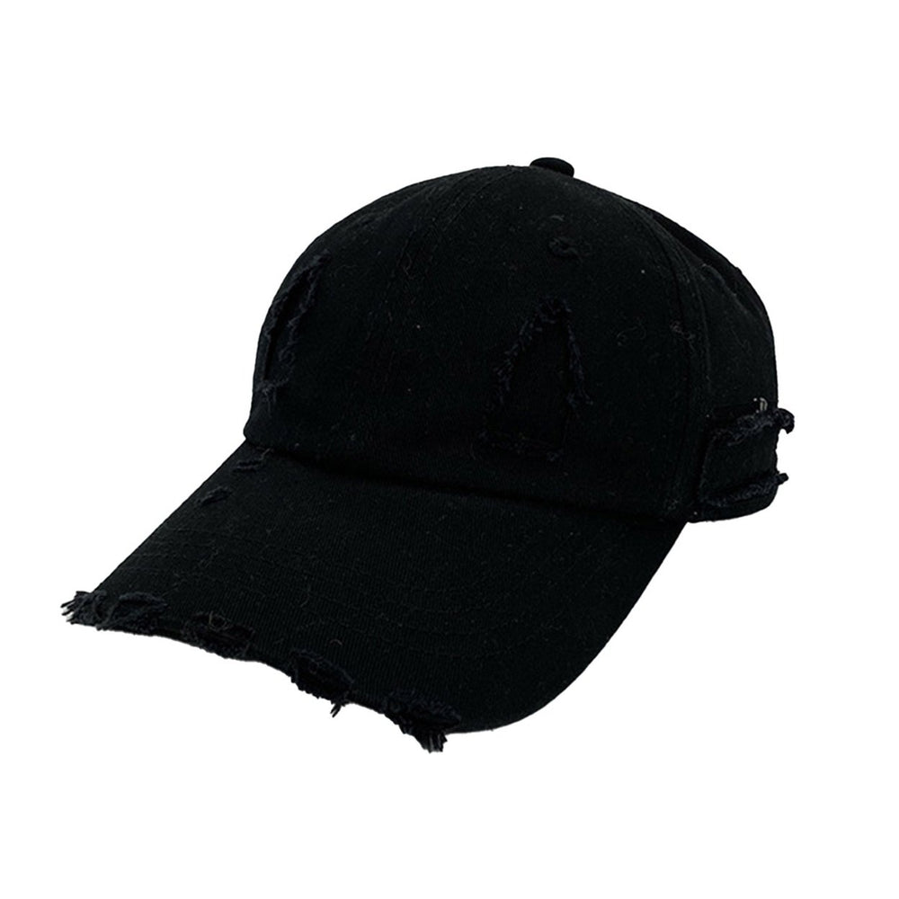 Baseball Cap Casual Distressed Wide Brim Adjustable Windproof Sun Protection Washed Low Profile Women Outdoor Hat for Image 2