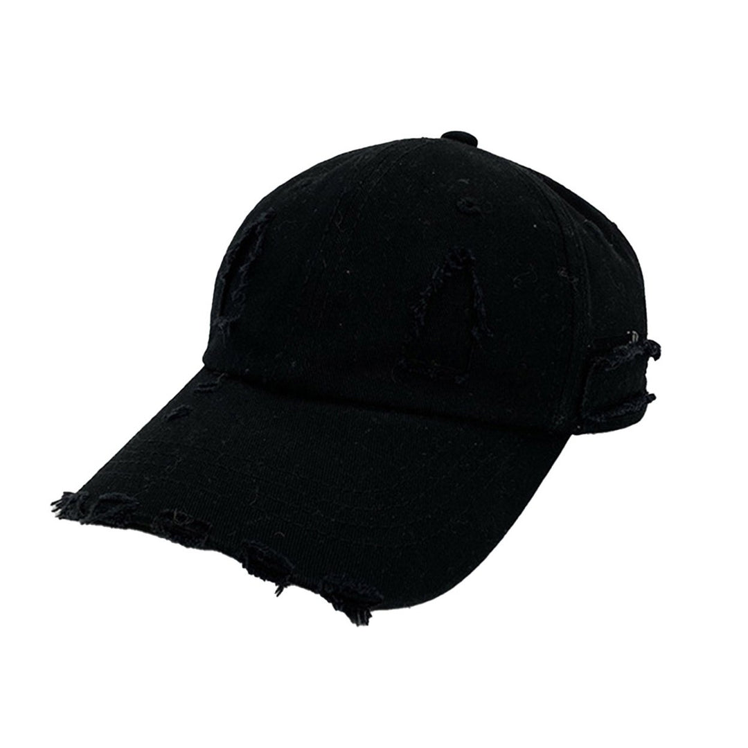 Baseball Cap Casual Distressed Wide Brim Adjustable Windproof Sun Protection Washed Low Profile Women Outdoor Hat for Image 1