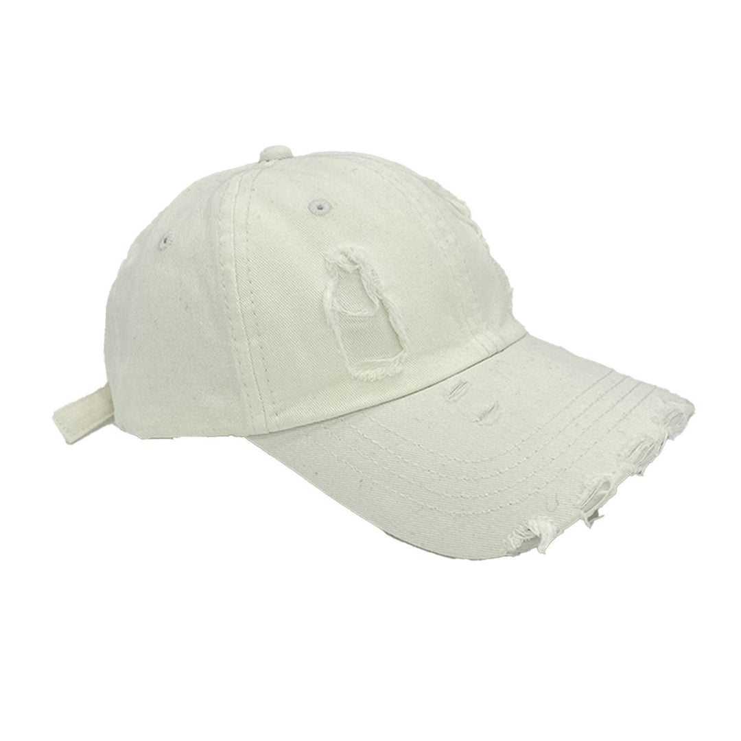 Baseball Cap Casual Distressed Wide Brim Adjustable Windproof Sun Protection Washed Low Profile Women Outdoor Hat for Image 3