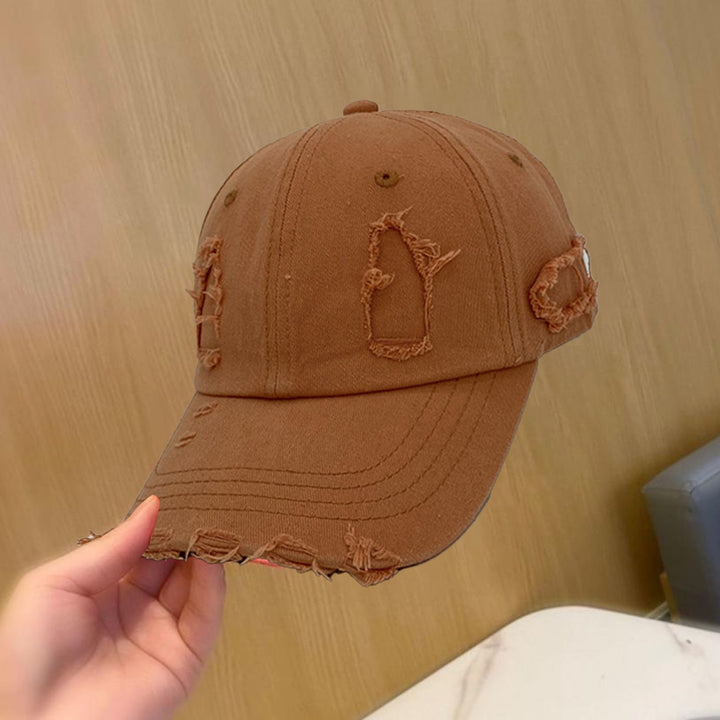 Baseball Cap Casual Distressed Wide Brim Adjustable Windproof Sun Protection Washed Low Profile Women Outdoor Hat for Image 9