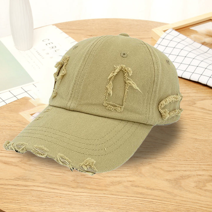 Baseball Cap Casual Distressed Wide Brim Adjustable Windproof Sun Protection Washed Low Profile Women Outdoor Hat for Image 10