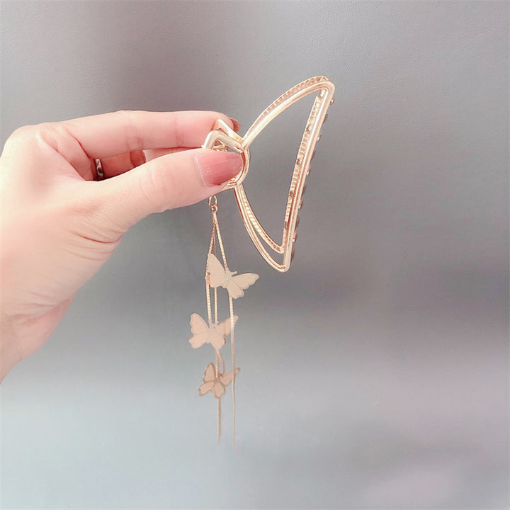 Claw Clip Hollow Out Hair Accessories Golden Plated Butterflies Tassels Women Head Back Hair Clip for Dating Image 7