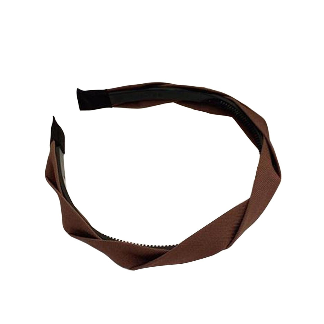 Hair Band All-match Non-yellowing Elegant Decorative Headdress Women Solid Color Wide Braided Headband for Dating Image 1