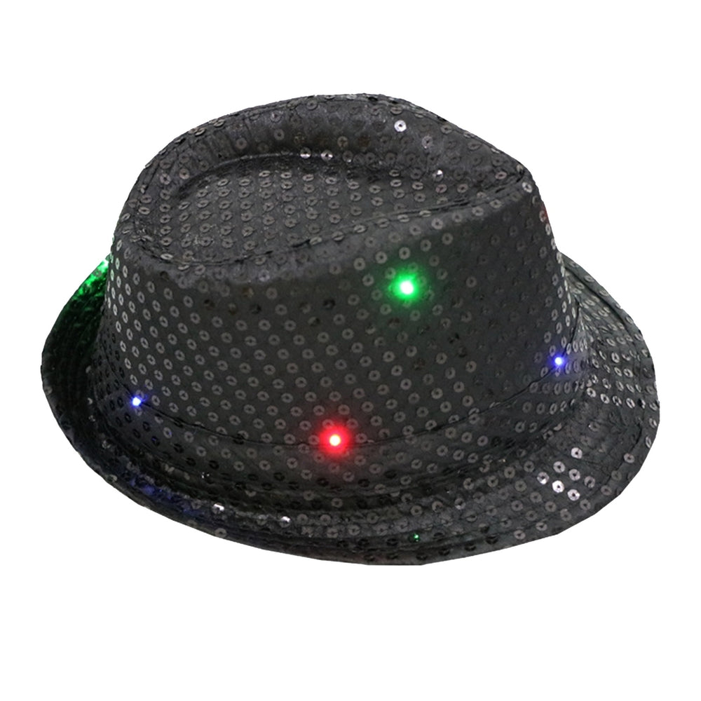 Jazz Hat Glowing Sequins LED Portable Shining Hat for Performance Image 2