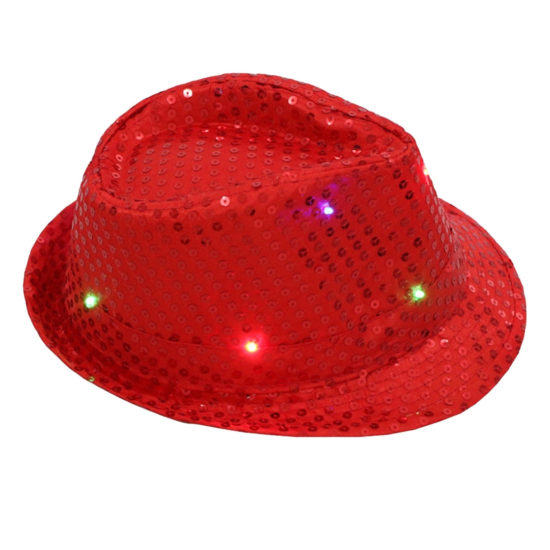 Jazz Hat Glowing Sequins LED Portable Shining Hat for Performance Image 3