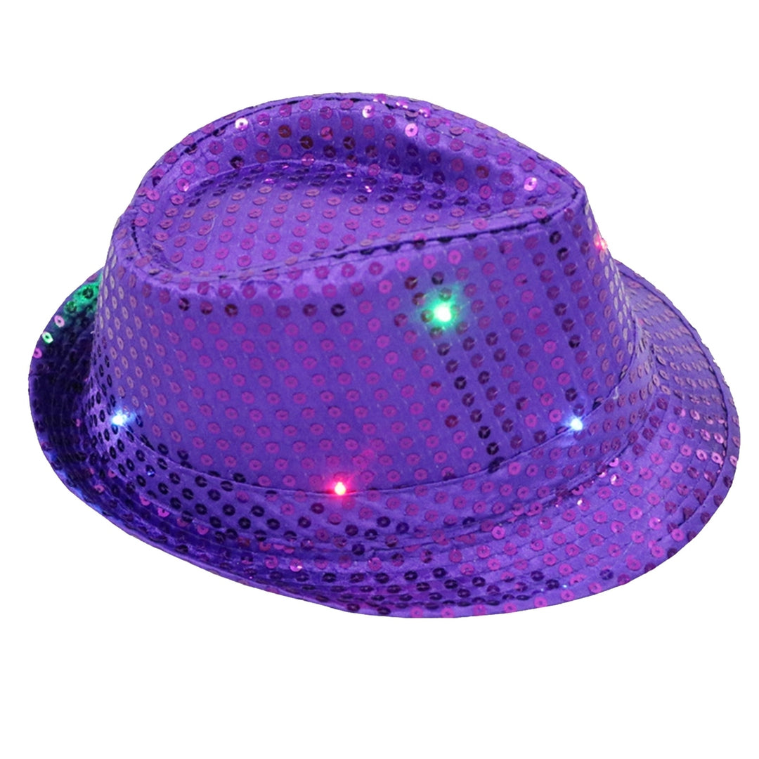 Jazz Hat Glowing Sequins LED Portable Shining Hat for Performance Image 4