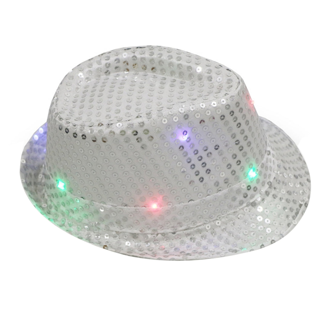 Jazz Hat Glowing Sequins LED Portable Shining Hat for Performance Image 4