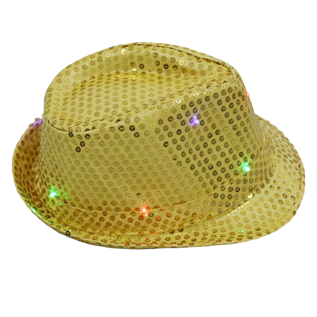 Jazz Hat Glowing Sequins LED Portable Shining Hat for Performance Image 6