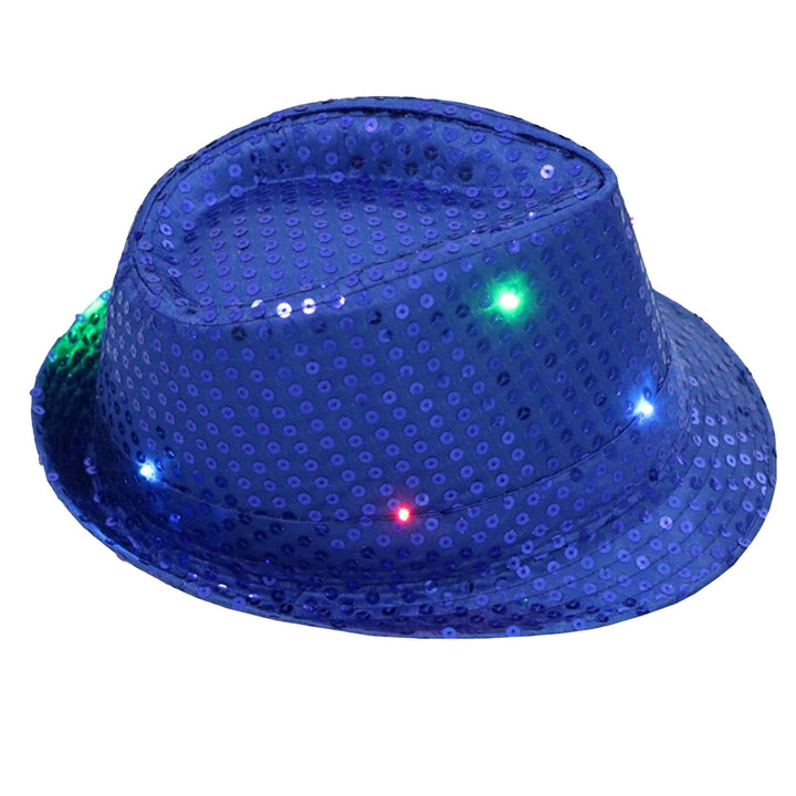 Jazz Hat Glowing Sequins LED Portable Shining Hat for Performance Image 7