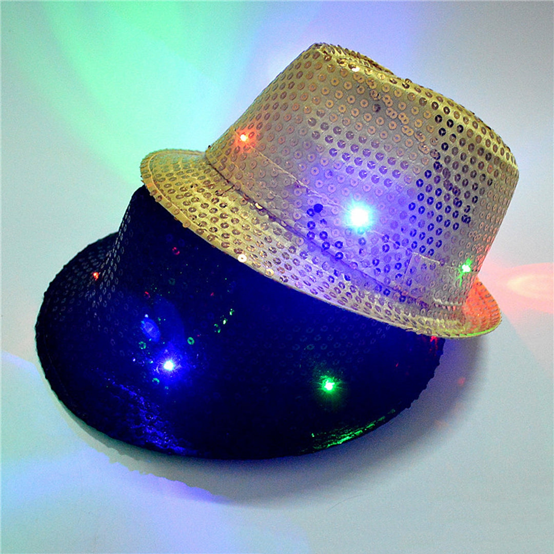 Jazz Hat Glowing Sequins LED Portable Shining Hat for Performance Image 9