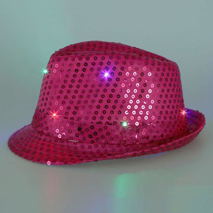 Jazz Hat Glowing Sequins LED Portable Shining Hat for Performance Image 10