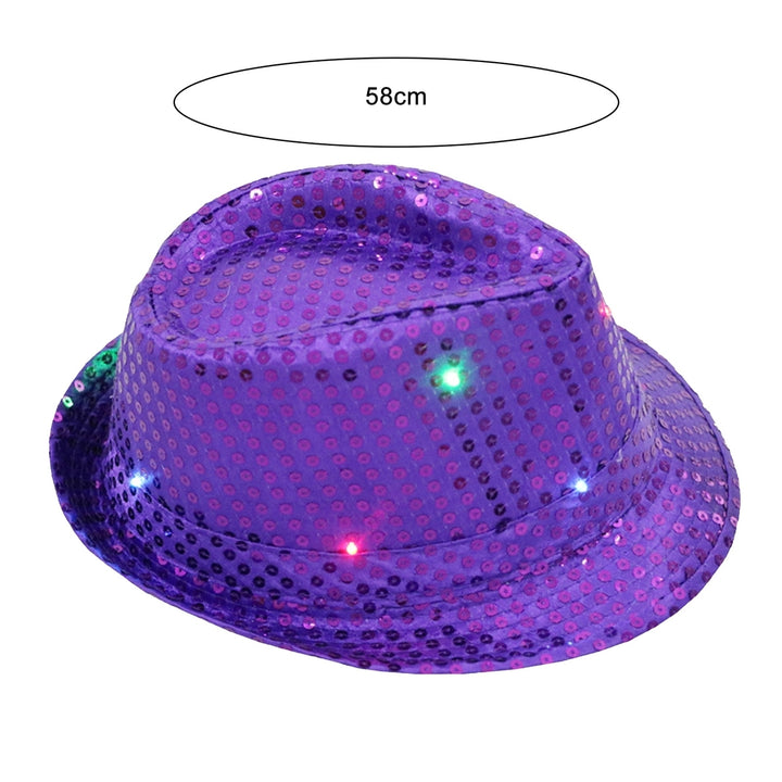 Jazz Hat Glowing Sequins LED Portable Shining Hat for Performance Image 12