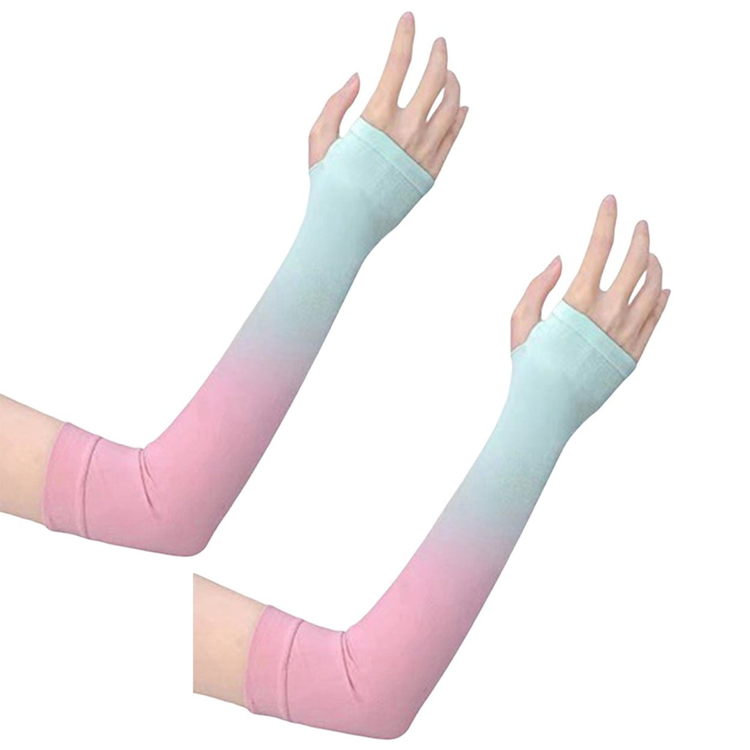 1 Pair Summer Gradient Ice Sleeve UV Protection Sleeve Outdoor Riding Anti-ultraviolet Men Women Quick-drying Sleeve Arm Image 1