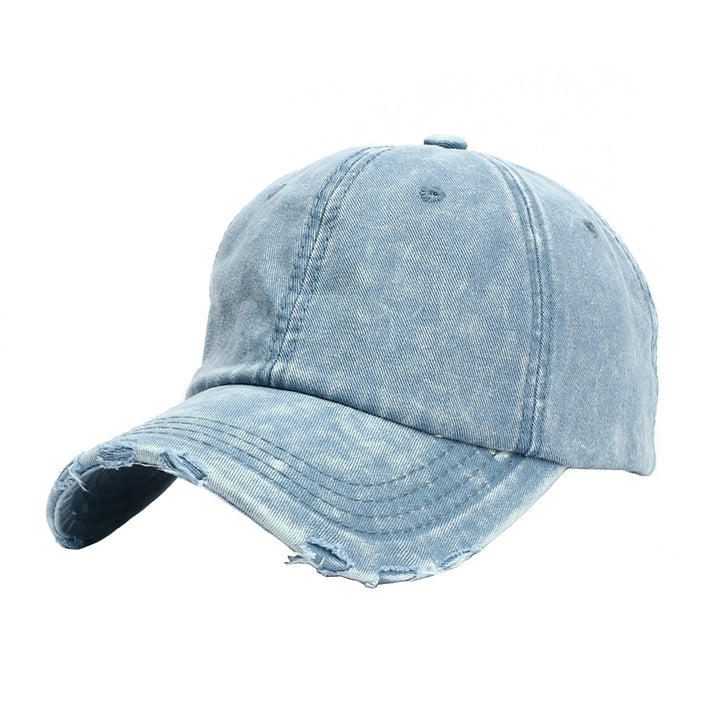 Ripped Sun Hat Wide Brim Washed Round Top Tie-Dye Adjustable Unisex Quick Drying Baseball Cap for Outdoor Image 4