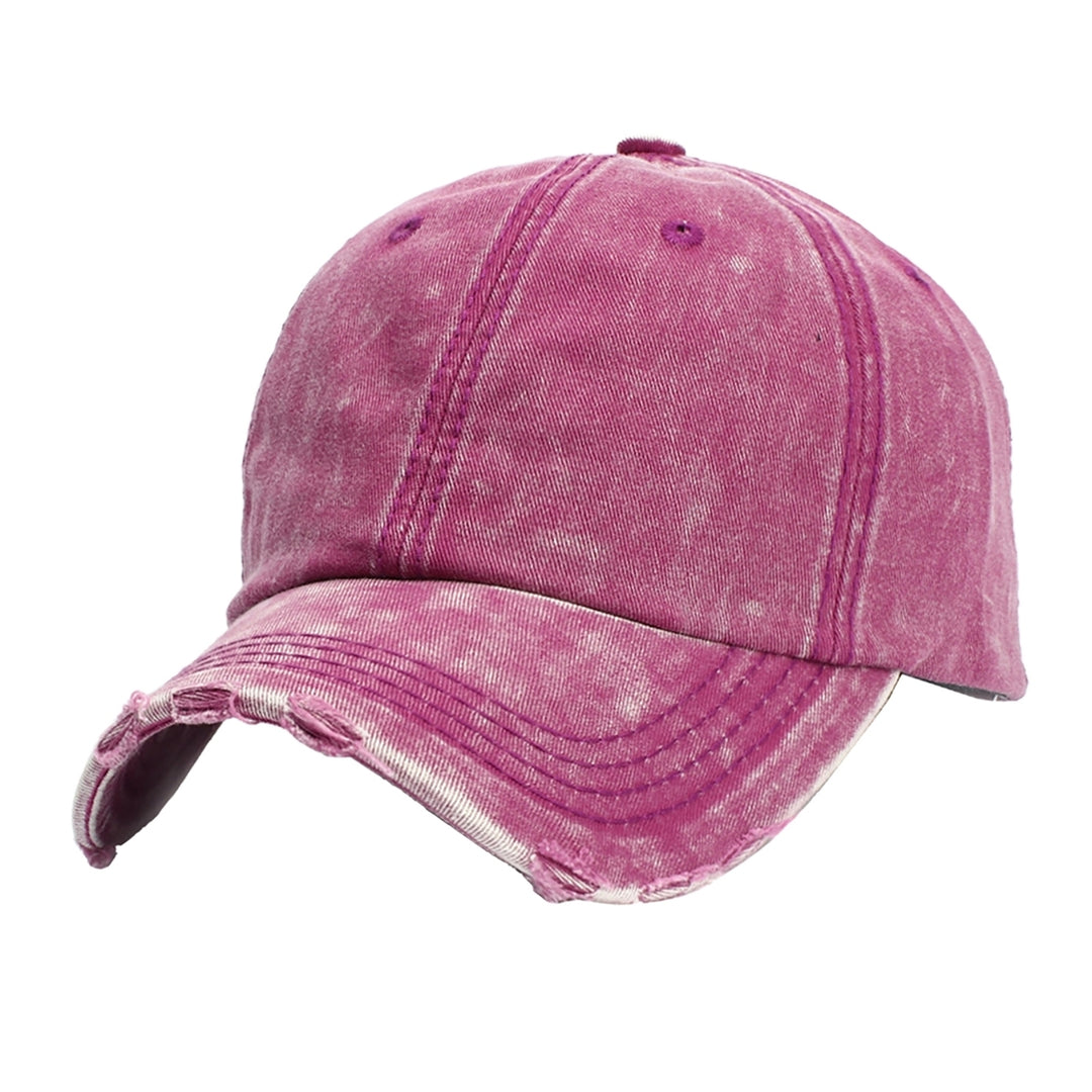 Ripped Sun Hat Wide Brim Washed Round Top Tie-Dye Adjustable Unisex Quick Drying Baseball Cap for Outdoor Image 7