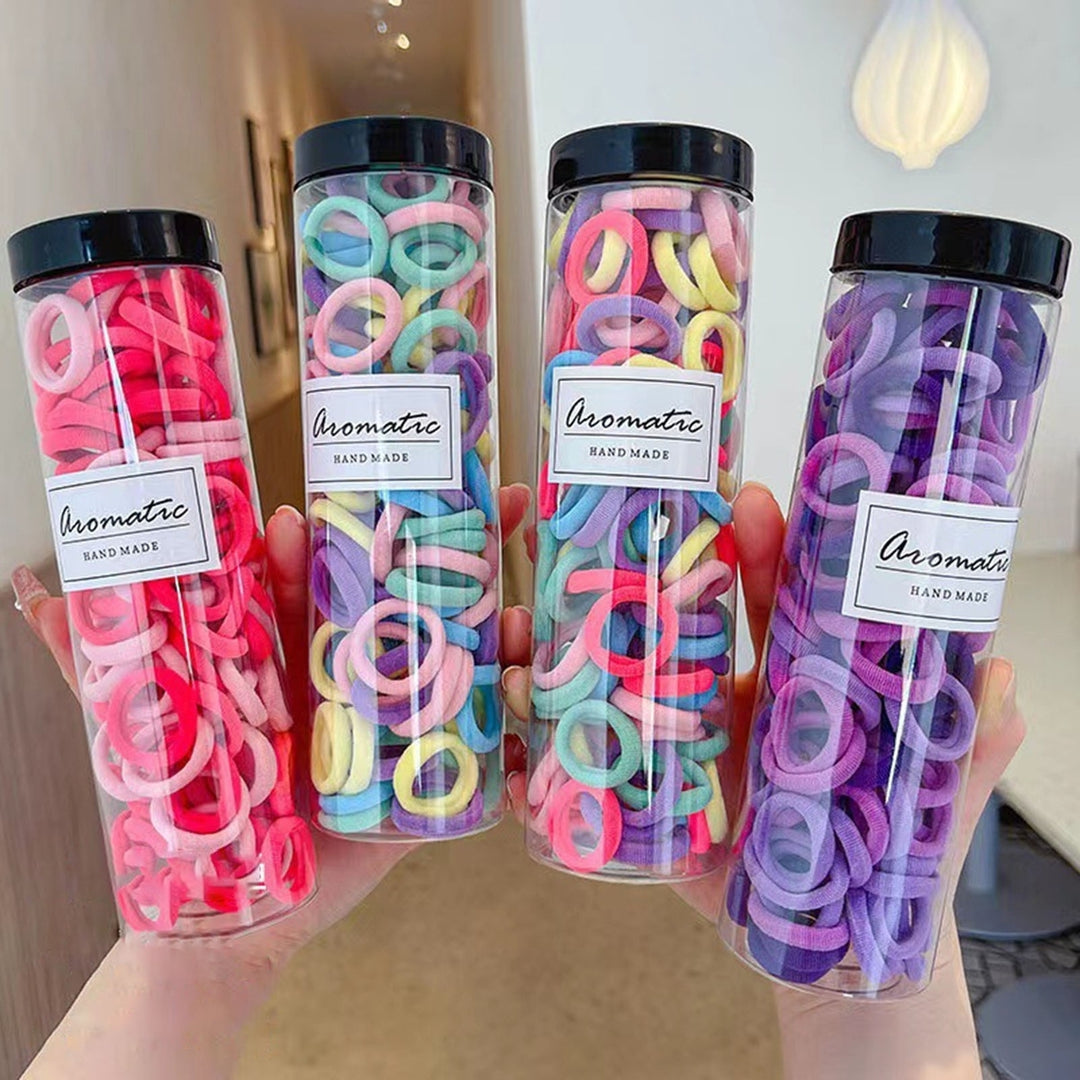 100Pcs Girl Hair Ties Anti Fall Candy Colors Headwear Elastic Fixing Hair Ropes Hair Accessories Image 1