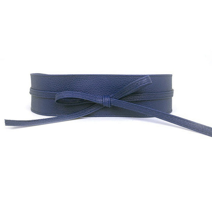 Women Belt Solid Color Bow Faux Leather Pure Color Double Circles Cummerbund Fashion Accessory Image 11