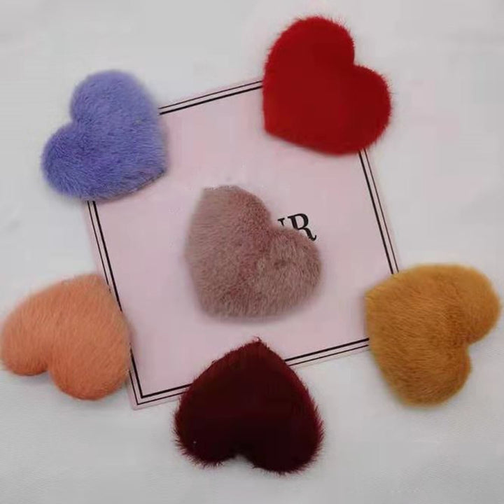 Hair Pin Sweet Plush Faux Mink faux Elegant Anti-slip Hair Accessories Pure Color Love Heart Shape Children Side Hair Image 2