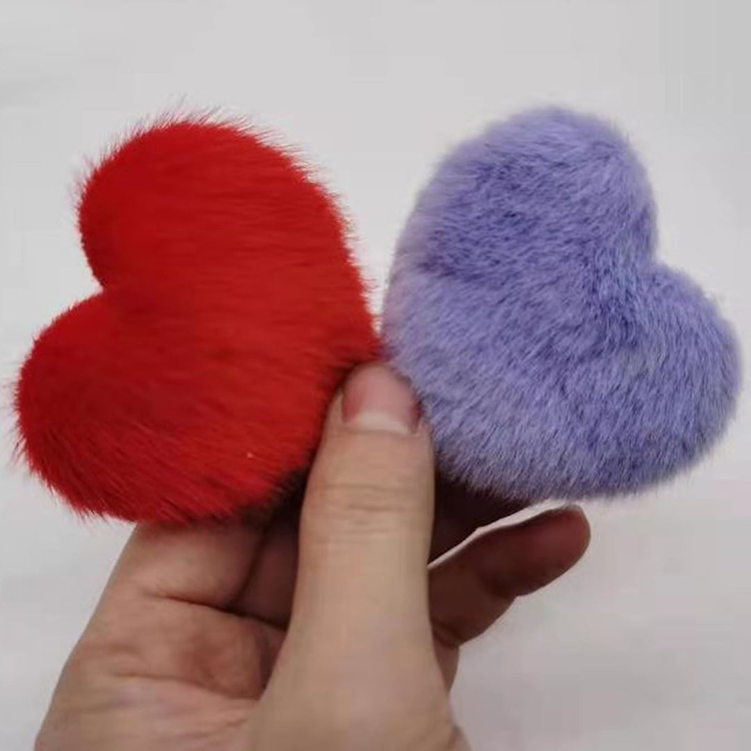 Hair Pin Sweet Plush Faux Mink faux Elegant Anti-slip Hair Accessories Pure Color Love Heart Shape Children Side Hair Image 10