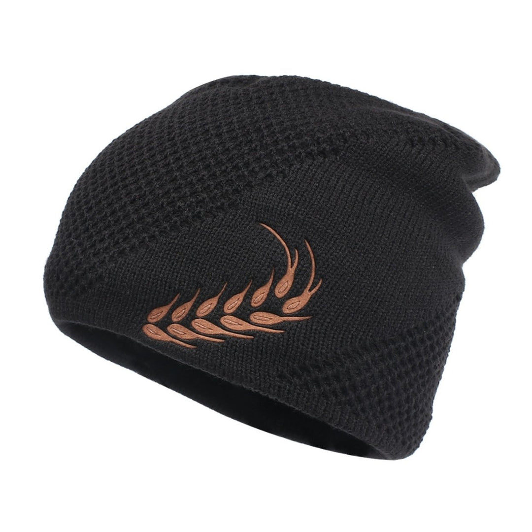 Winter Hat Stretchy Thick All Match Yarn Embroidered Wheat Fleece Fleece Cap for Daily Life Image 1