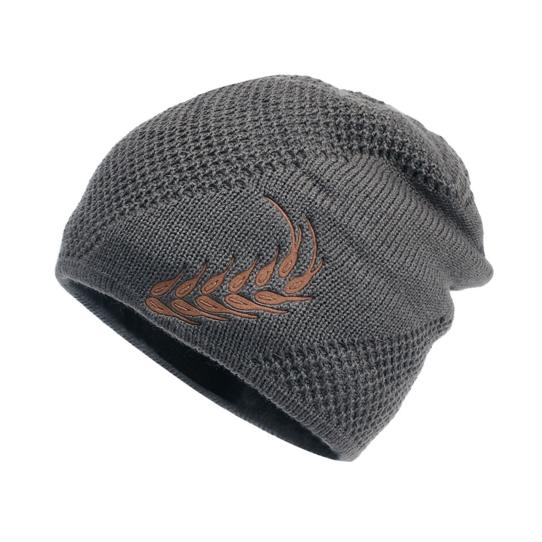 Winter Hat Stretchy Thick All Match Yarn Embroidered Wheat Fleece Fleece Cap for Daily Life Image 3