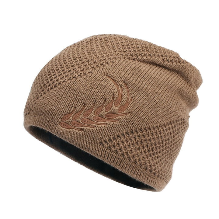 Winter Hat Stretchy Thick All Match Yarn Embroidered Wheat Fleece Fleece Cap for Daily Life Image 1