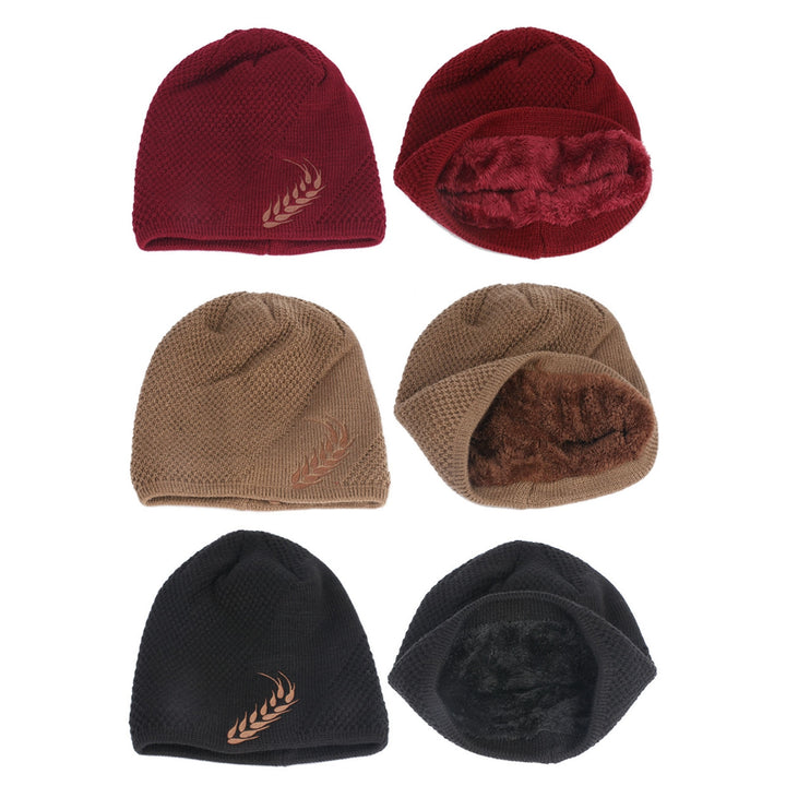 Winter Hat Stretchy Thick All Match Yarn Embroidered Wheat Fleece Fleece Cap for Daily Life Image 11