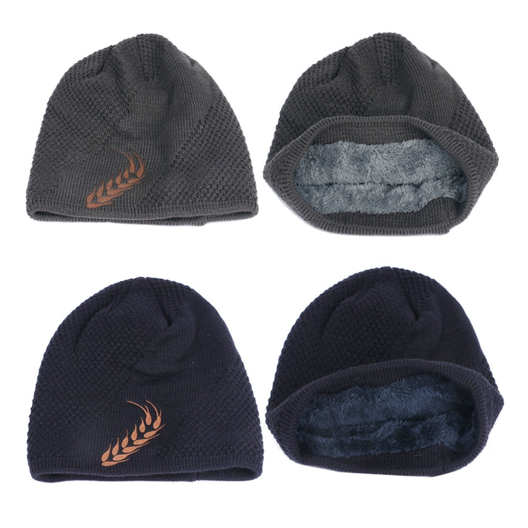 Winter Hat Stretchy Thick All Match Yarn Embroidered Wheat Fleece Fleece Cap for Daily Life Image 12