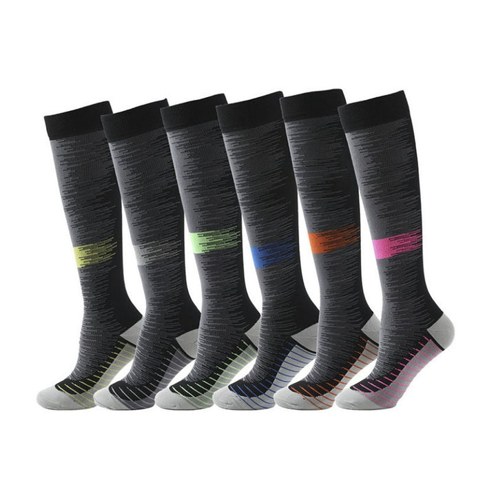 1 Pair Compression Socks Jacquard Sweat-absorbing Anti-friction Good Stretch Socks for Running Image 1