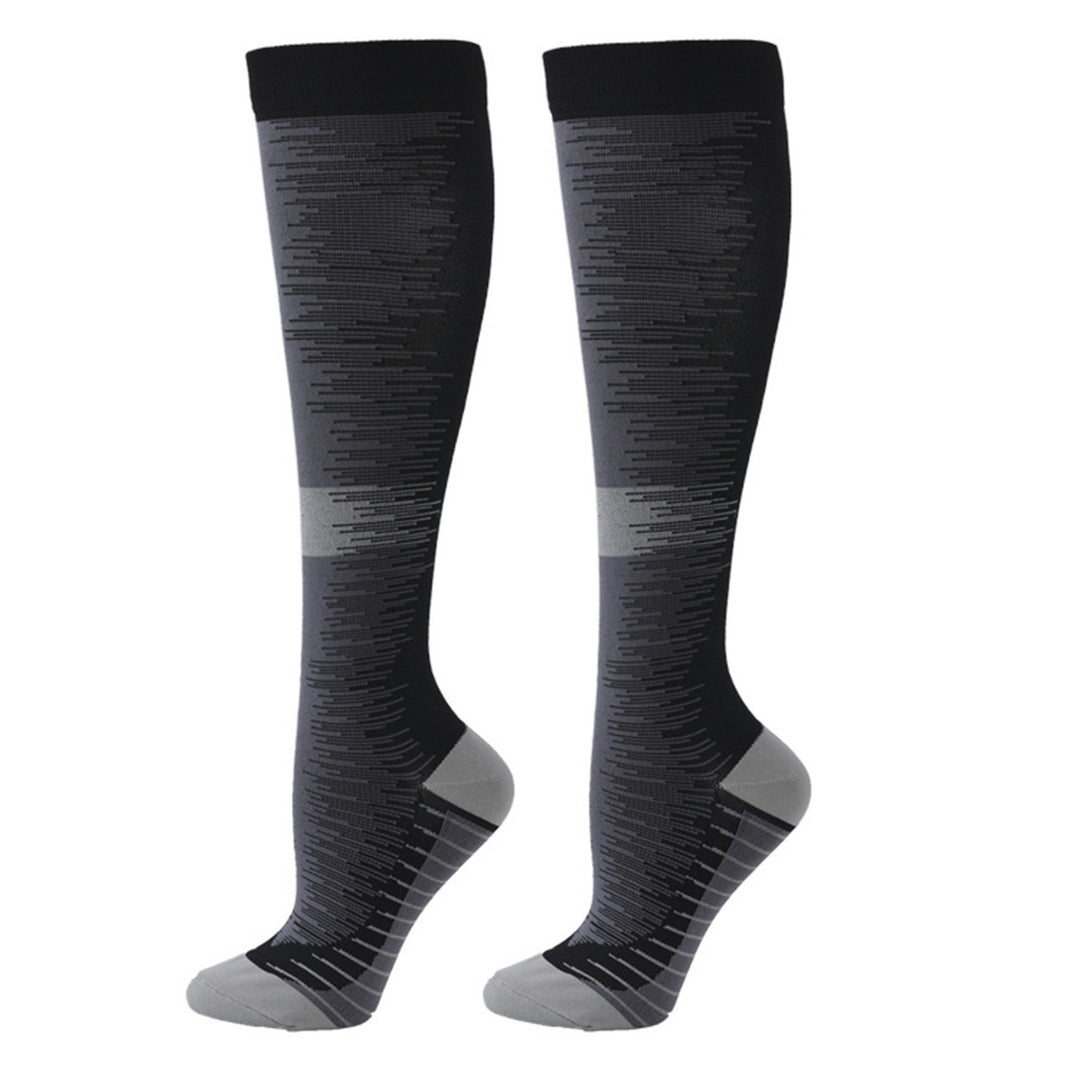 1 Pair Compression Socks Jacquard Sweat-absorbing Anti-friction Good Stretch Socks for Running Image 1