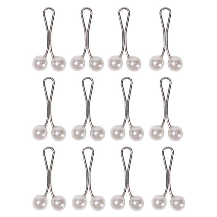 12Pcs Silk Scarf Clips U-shaped Pinless Faux Pearls Accessories Fixing Scarf Buckles for Daily Wear Image 3