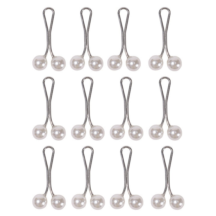 12Pcs Silk Scarf Clips U-shaped Pinless Faux Pearls Accessories Fixing Scarf Buckles for Daily Wear Image 3