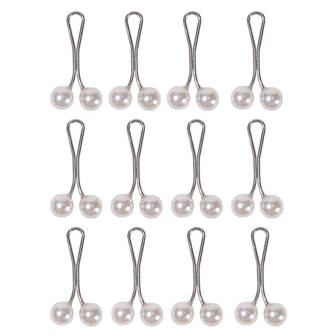 12Pcs Silk Scarf Clips U-shaped Pinless Faux Pearls Accessories Fixing Scarf Buckles for Daily Wear Image 1