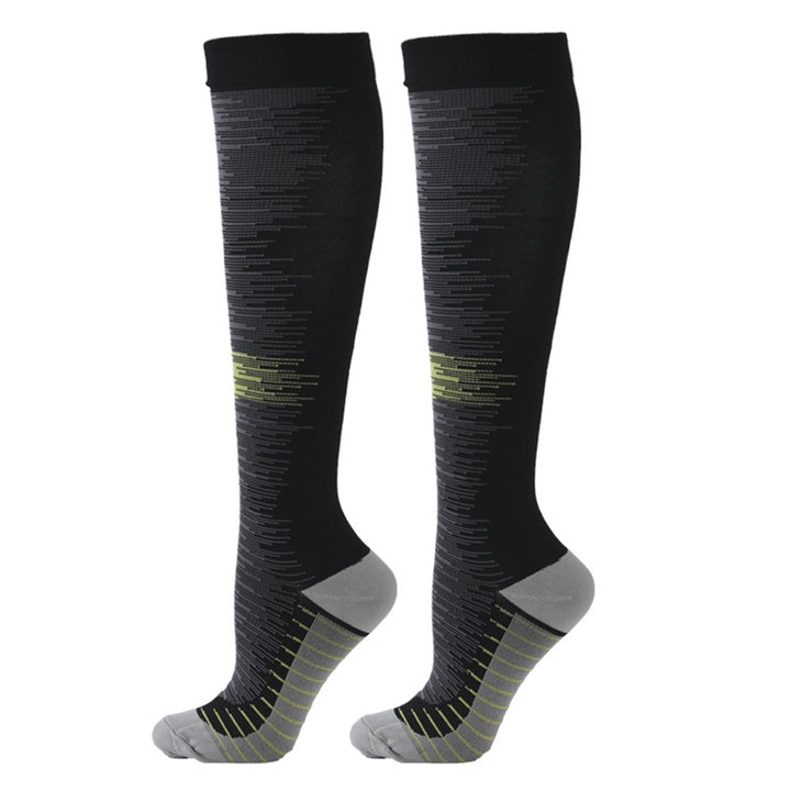 1 Pair Compression Socks Jacquard Sweat-absorbing Anti-friction Good Stretch Socks for Running Image 4