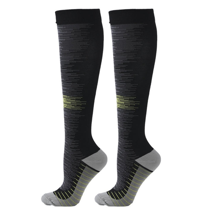 1 Pair Compression Socks Jacquard Sweat-absorbing Anti-friction Good Stretch Socks for Running Image 1