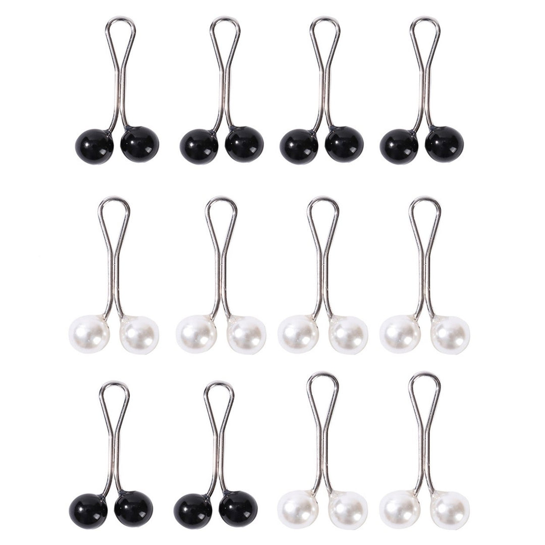 12Pcs Silk Scarf Clips U-shaped Pinless Faux Pearls Accessories Fixing Scarf Buckles for Daily Wear Image 1