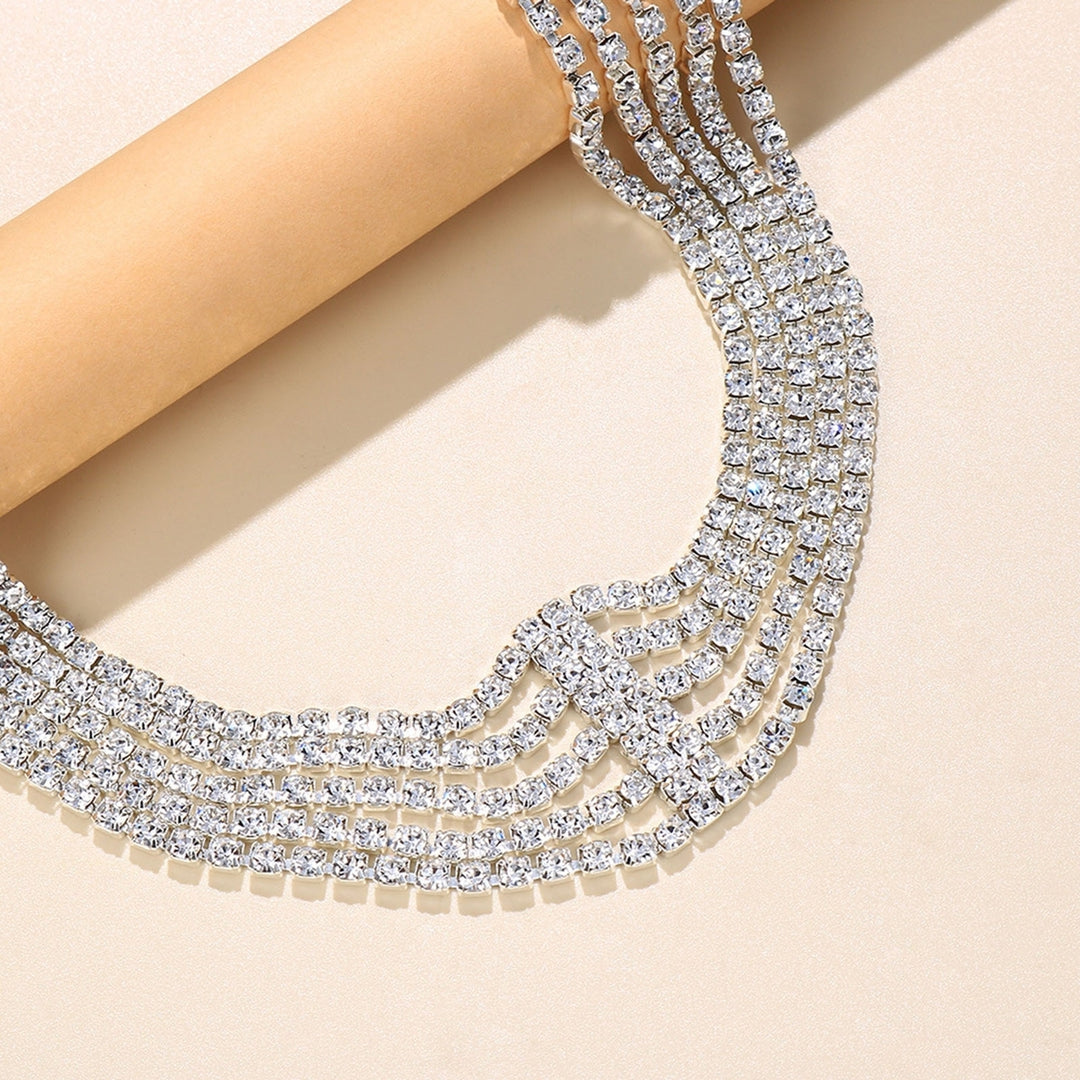 Bridal Headdress Multilayer Rhinestones Good Elasticity Non-slip Hair Hoop Wedding Tiaras Image 12