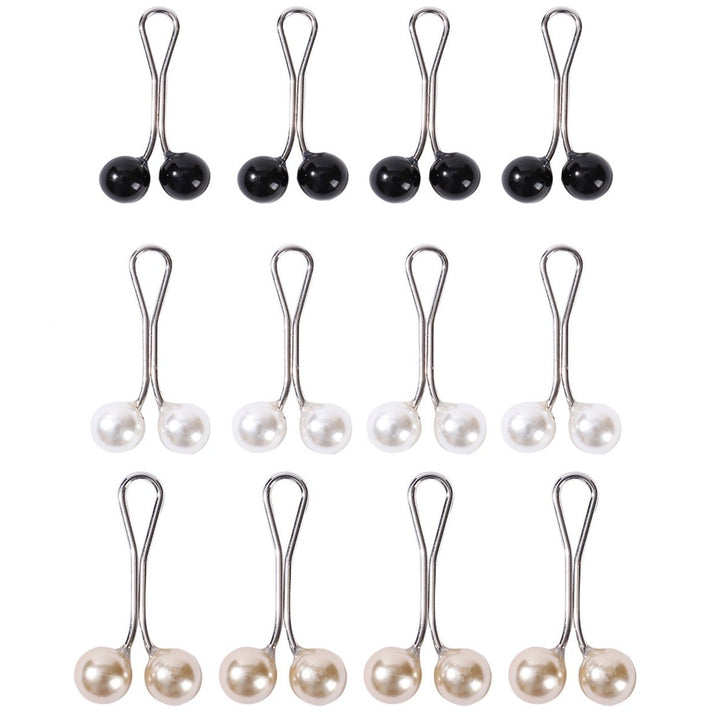 12Pcs Silk Scarf Clips U-shaped Pinless Faux Pearls Accessories Fixing Scarf Buckles for Daily Wear Image 1