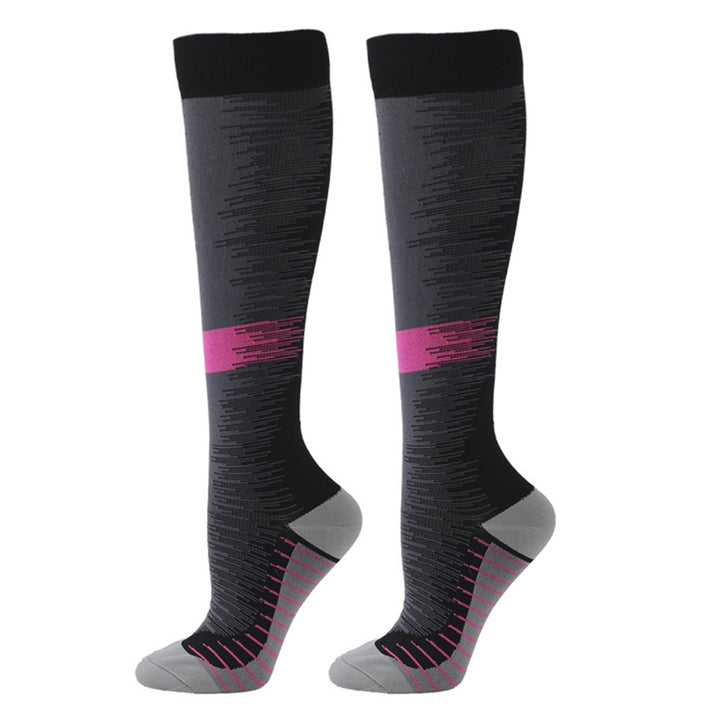 1 Pair Compression Socks Jacquard Sweat-absorbing Anti-friction Good Stretch Socks for Running Image 7
