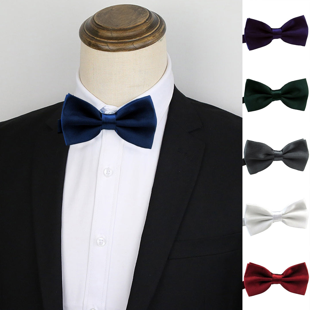 Men Tie Bow Smooth Solid Color Adjustable Lightweight Korean Style Wedding Tie for Party Banquet Prom Image 11