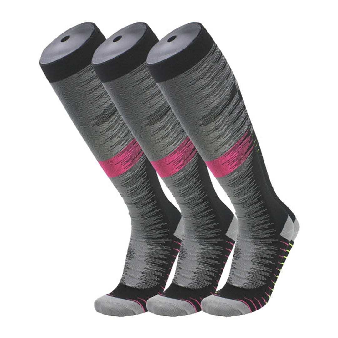 1 Pair Compression Socks Jacquard Sweat-absorbing Anti-friction Good Stretch Socks for Running Image 11