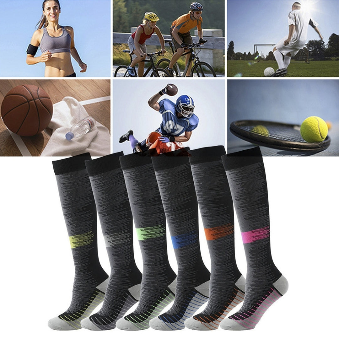 1 Pair Compression Socks Jacquard Sweat-absorbing Anti-friction Good Stretch Socks for Running Image 12