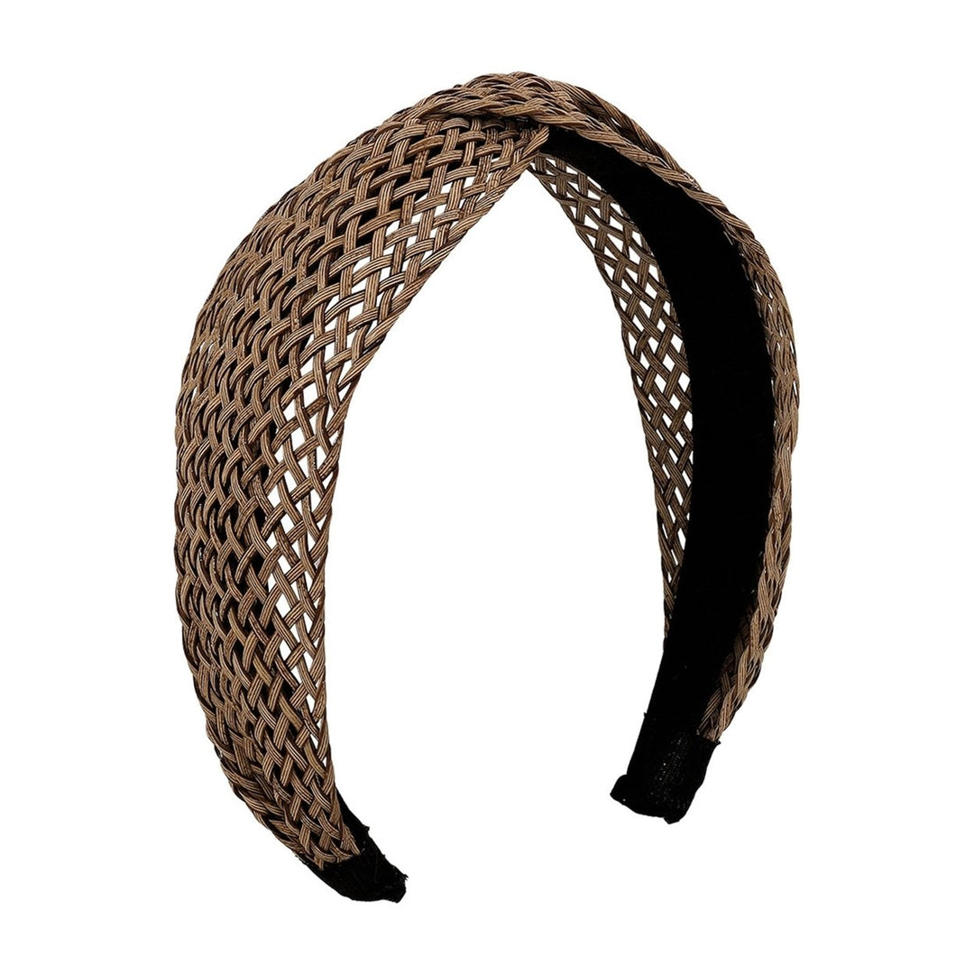 Women Headband Solid Color Braided Openwork Headdress Bohemian Anti Fall Hair Hoop Hair Accessories Image 1