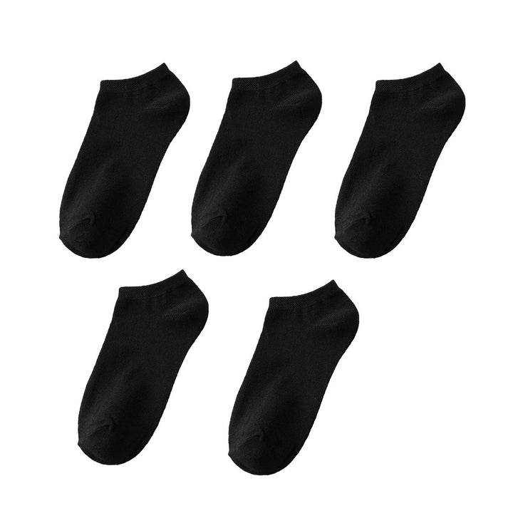 5 Pairs Spring Summer Unisex Socks Solid Color Non-slip Short Tube Sweat-absorbing Boat Socks for Sports Image 1