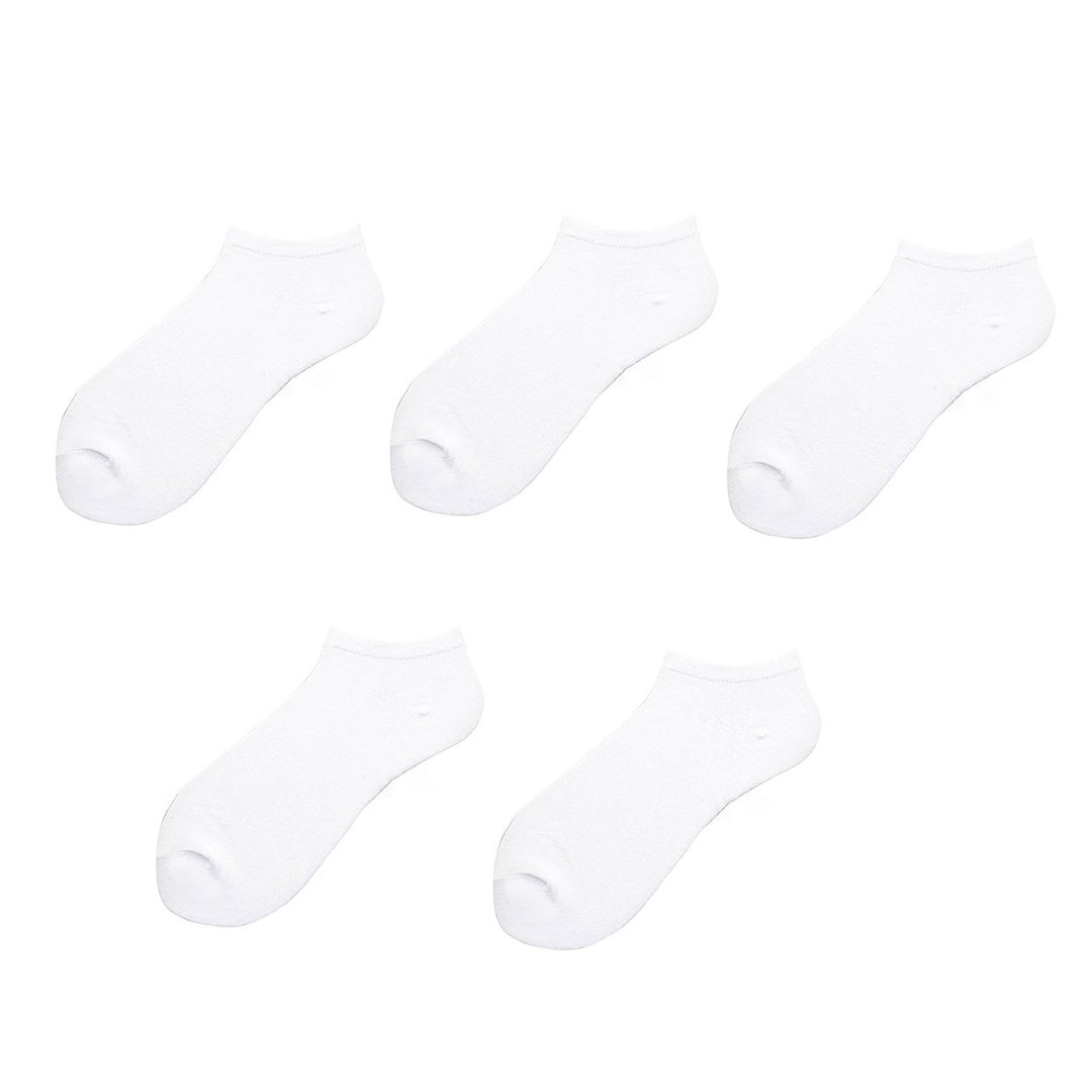 5 Pairs Spring Summer Unisex Socks Solid Color Non-slip Short Tube Sweat-absorbing Boat Socks for Sports Image 1